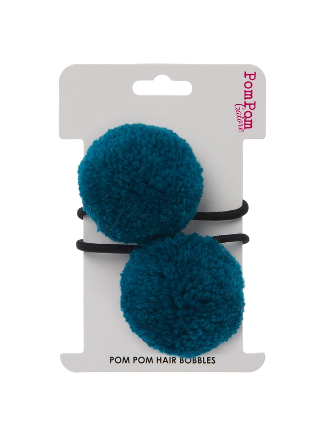 pom pom hair bobble elastic set of 2 4cm jade green  