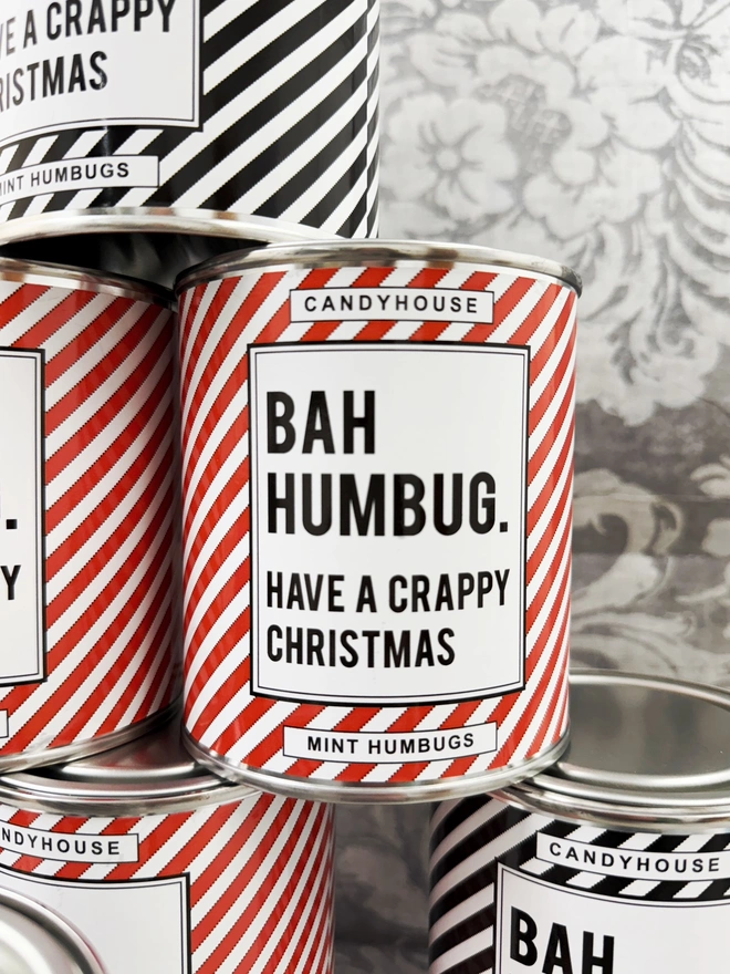 Tin Of Mint Humbugs Bah Humbug Traditional Sweets Made In UK