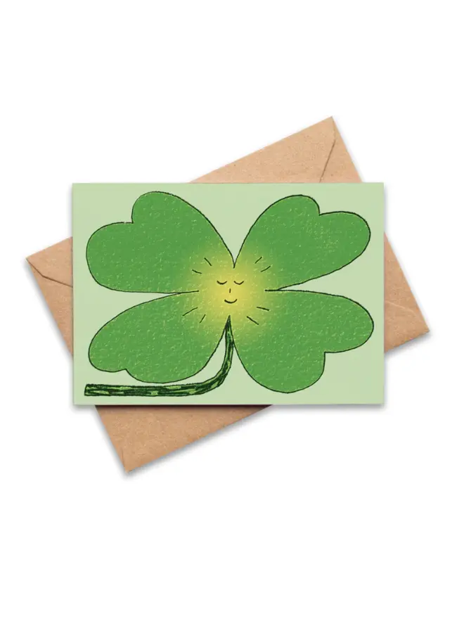 'Four-Leaf Clover of Good Luck' Greeting Card