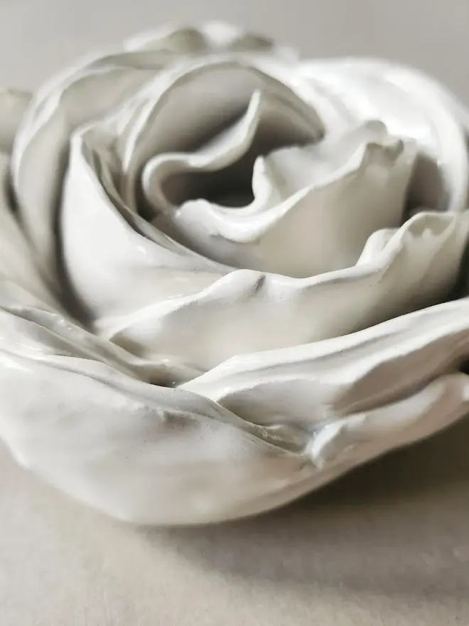 handmade white ceramic peony rose flower pottery gift 