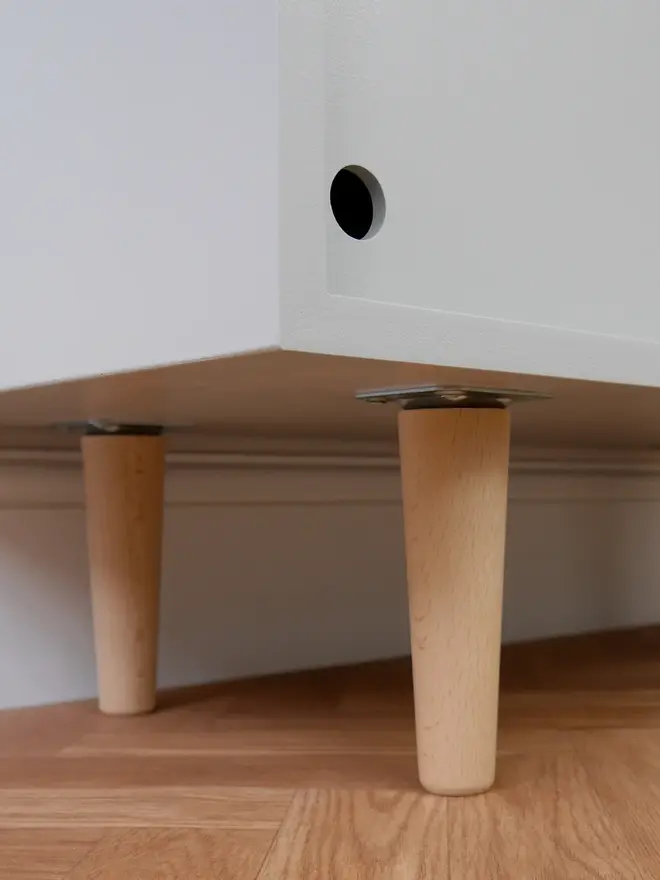 Mid Century Light Grey Record Cabinet 