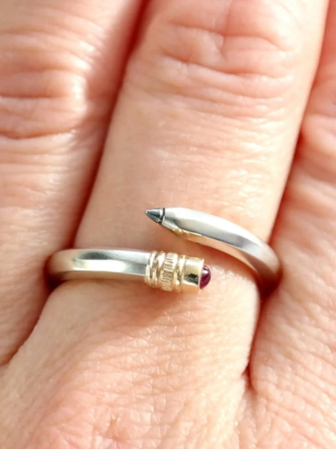 Pencil Ring. A pencil ring in ruby.
