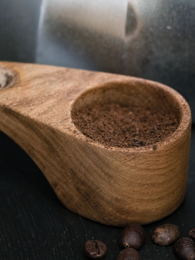 wooden coffee scoop