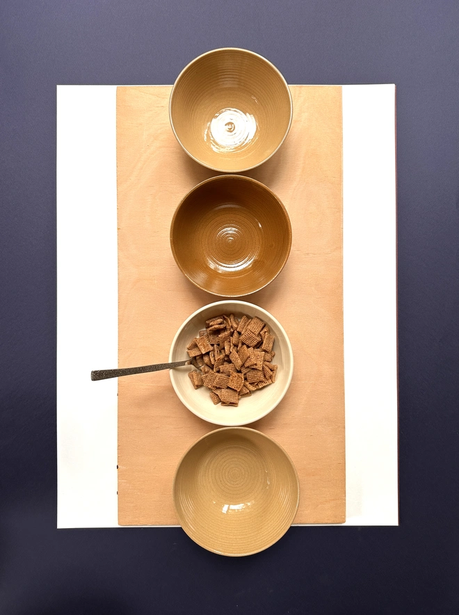 honey, cream, beige bowls
