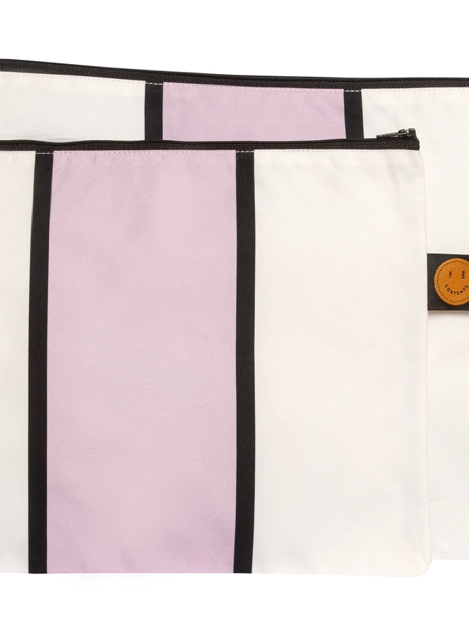 chunky striped zippered pouches in size small and large 