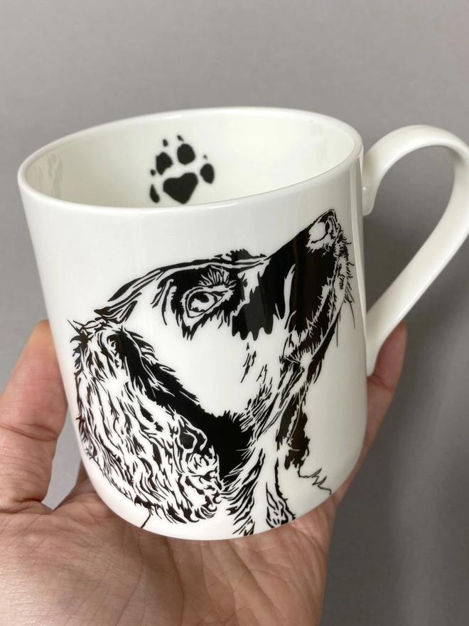 An image of the Springer mug with the little paw print on the inside