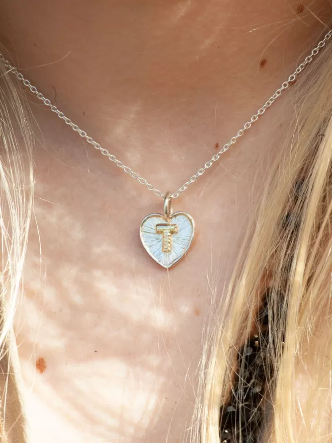 Silver Heart Letter Necklace