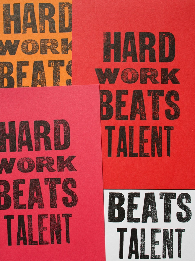 Handmade A5 Letterpress print with motivational saying