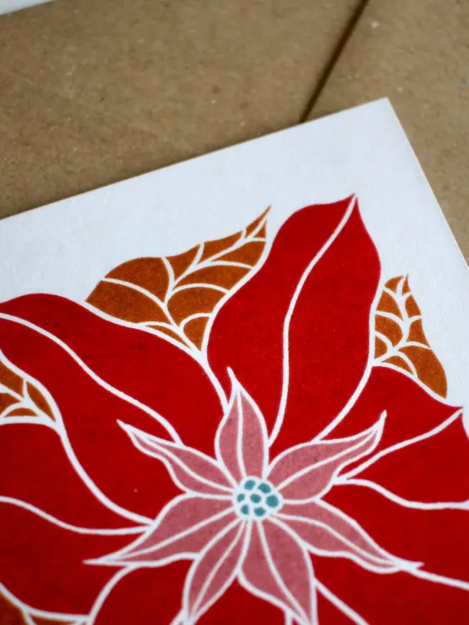 golden poinsettia christmas card