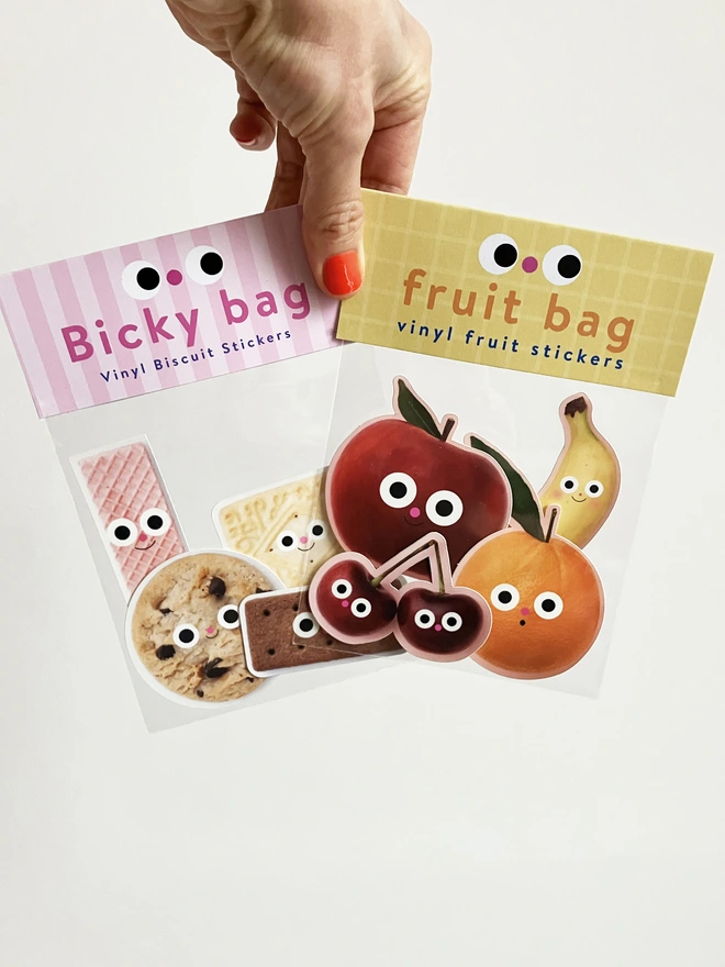 Biscuit Stickers & Fruit stickers in bags w