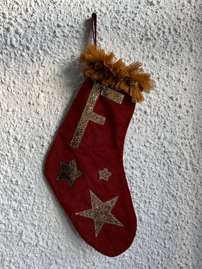 personalised stocking 
rust
