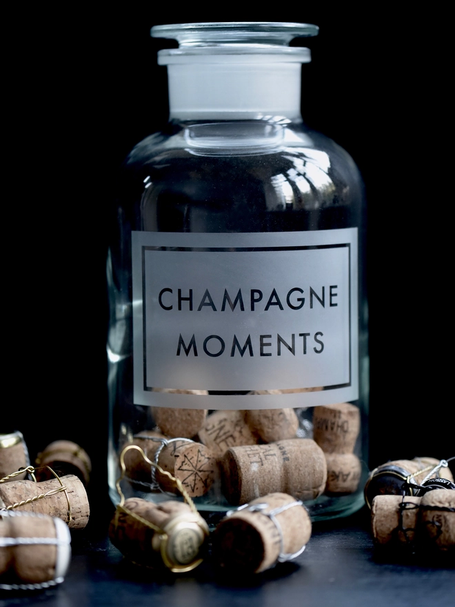 Champagne Moments Etched Apothecary Jar