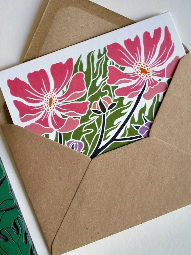 cosmos flower greeting card