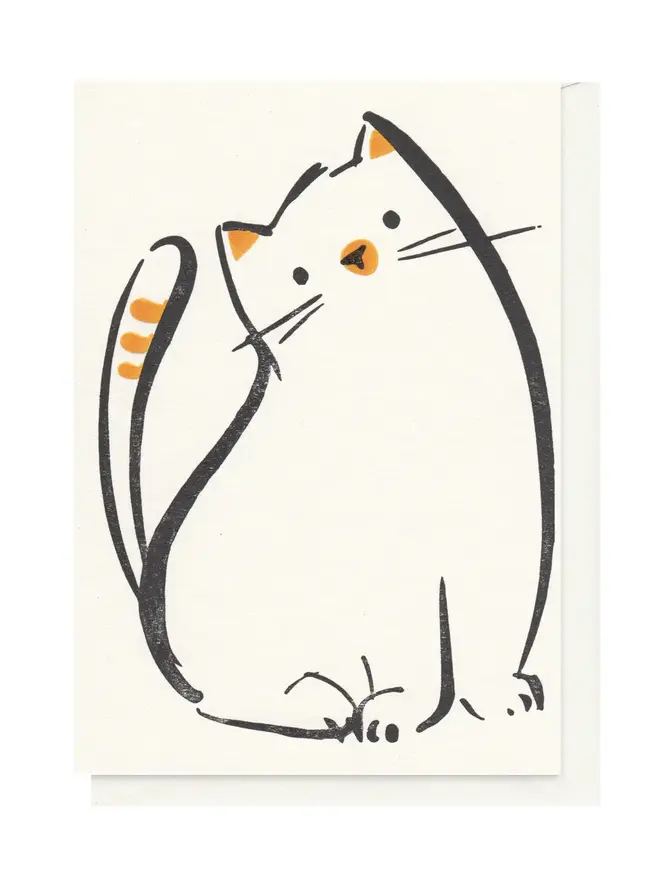 Letterpress Printed Cat Everyday Card.