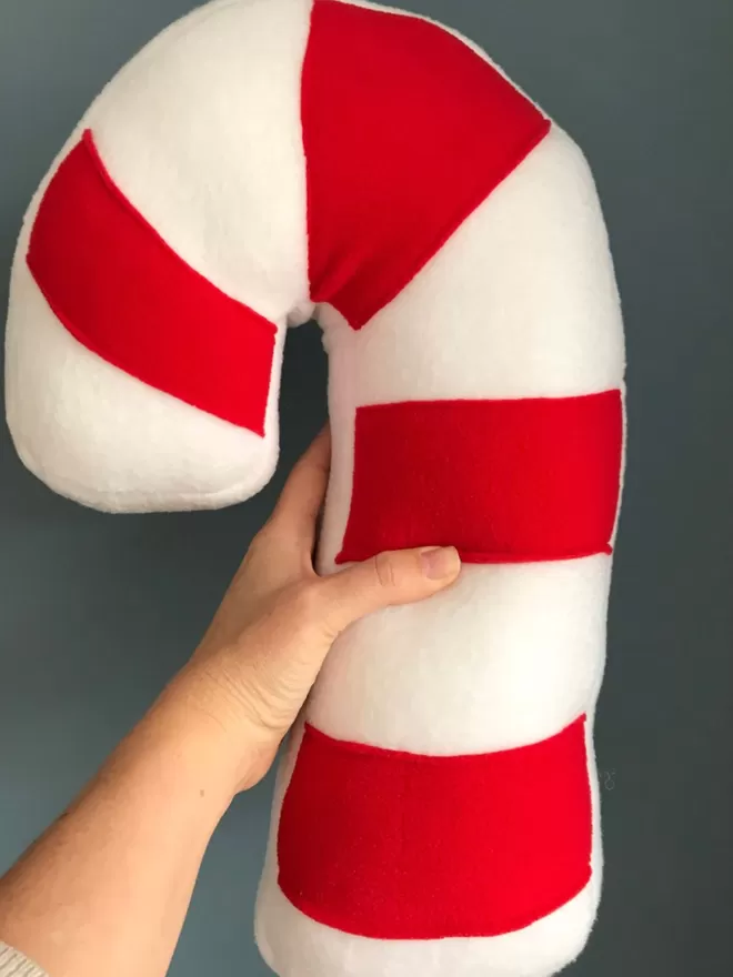 Red and White Candy Cane Cushion front view