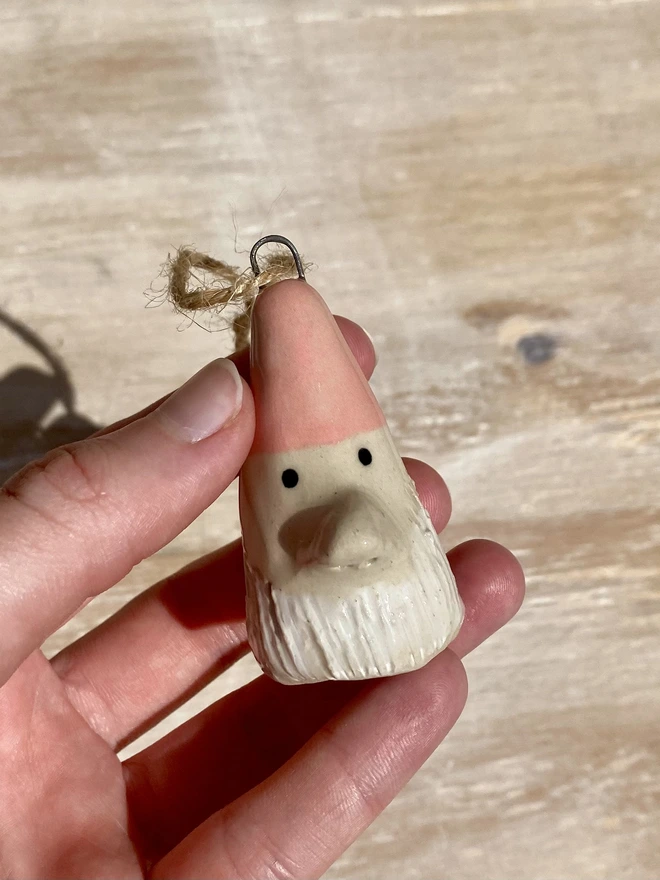 pink ceramic gnome hanging decoration