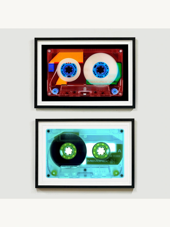 Two Cassette Tape Pop Art Print framed in black