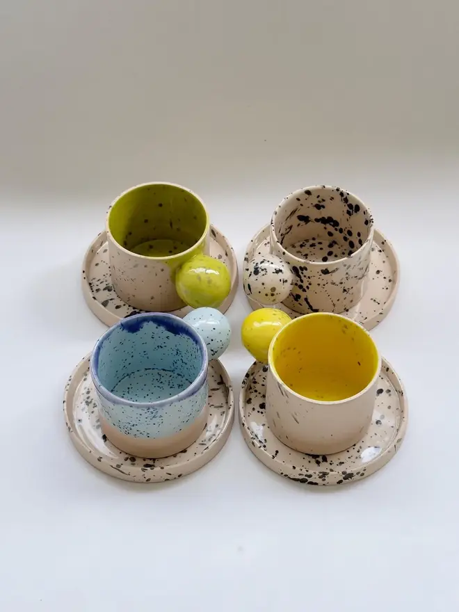 Espresso Coffee Cups With Ball Handles (Set Of 4)
