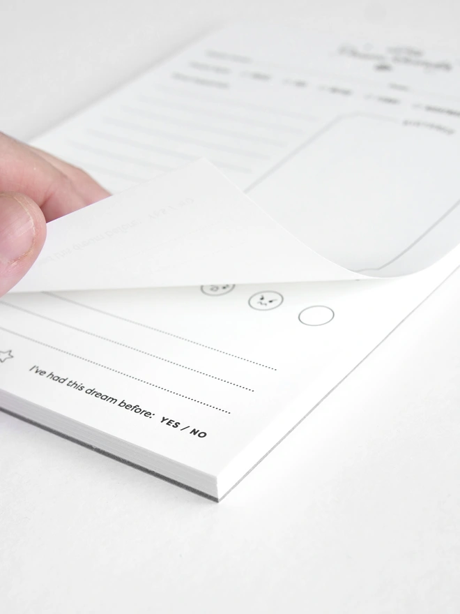 Odd Goose Dream Recorder Creative Journal Notepad page flip shown with hand