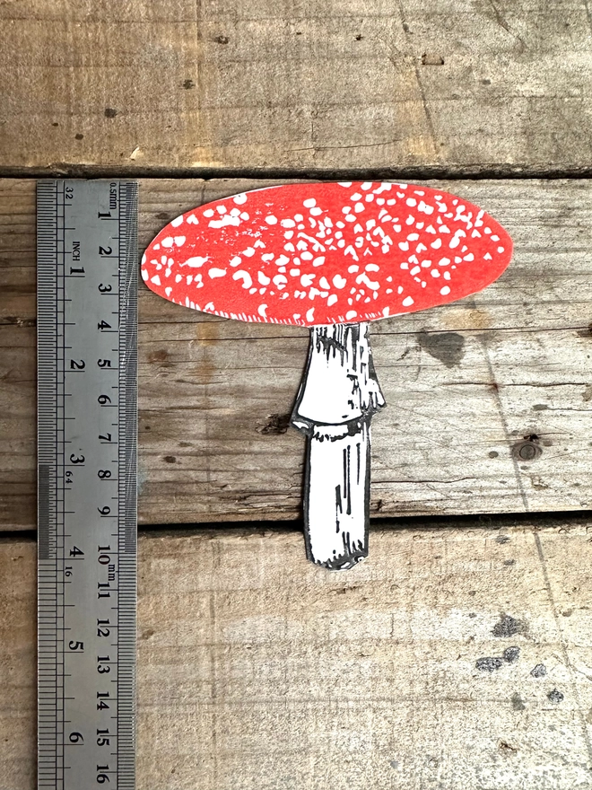 Hand Printed Woodland Garland,Linocut Mushrooms Measurement 