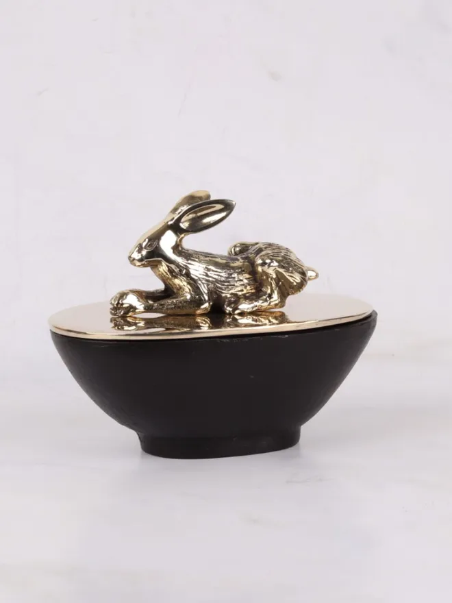 Hare Decorative Nibbles Bowl in Brass