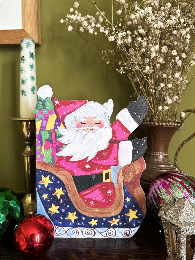 santa sleigh christmas card