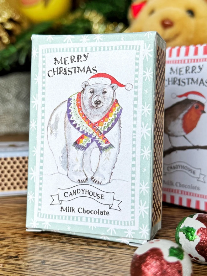 Match Box Christmas Candyhouse Stocking Filler Milk Chocolate Polar Bear