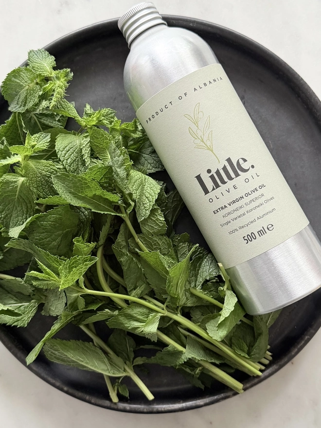 Koroneiki Superior extra virgin olive oil and mint