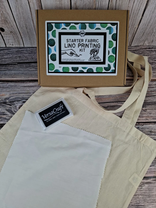 Basic Lino Fabric Carving and Printing Craft Kit with fabric ink stamp pad