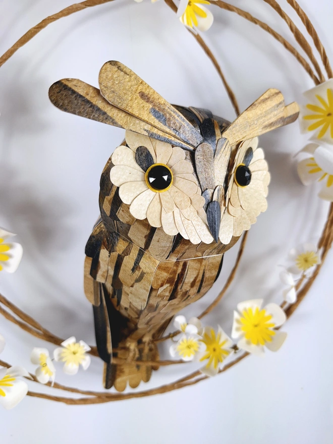 long eared owl wall sculpture