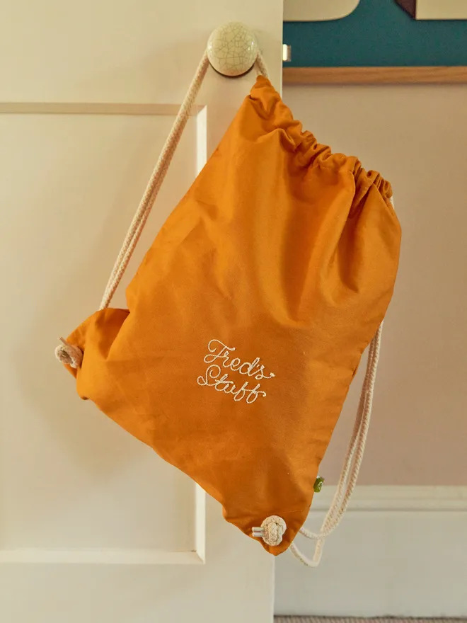 Mustard drawstring bag