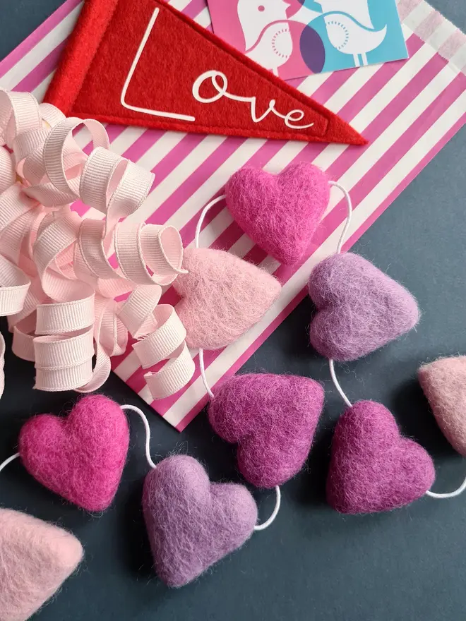 Pink Felt Heart Garland  