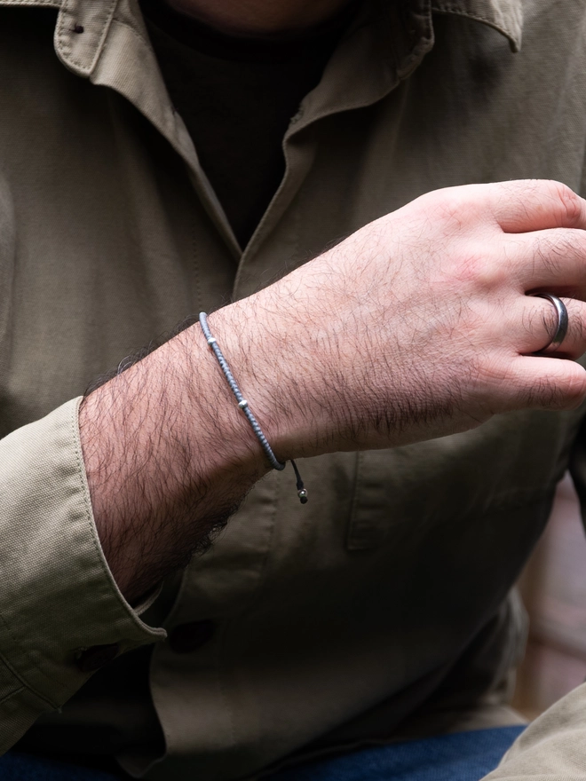 grey cord bracelet for man
