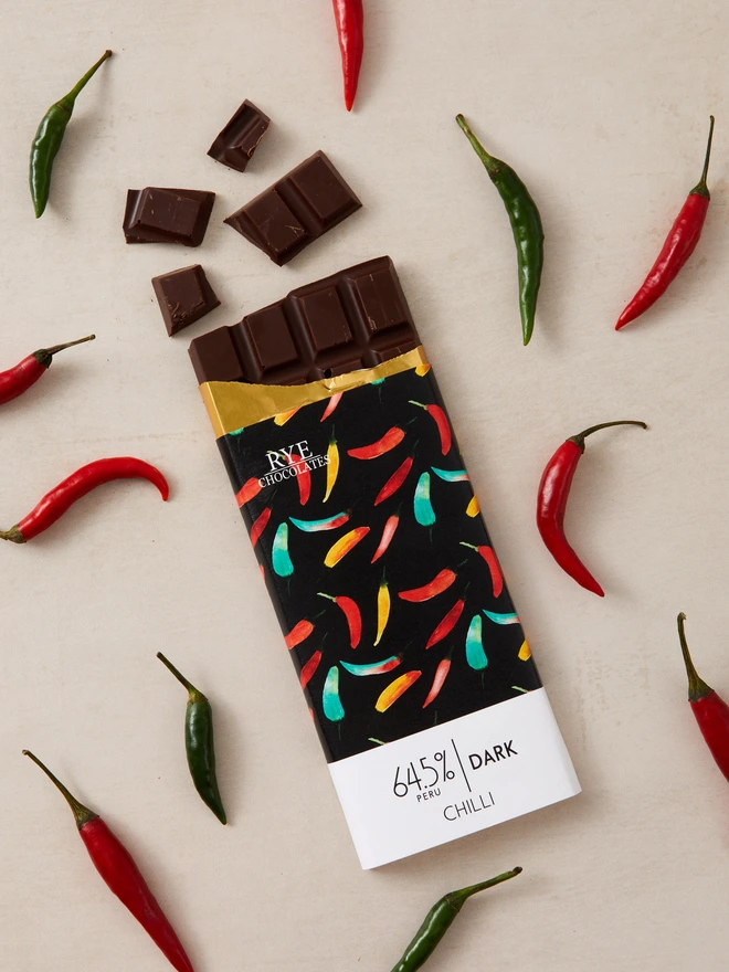 Chilli Dark Chocolate Bar - 64.5% Peruvian