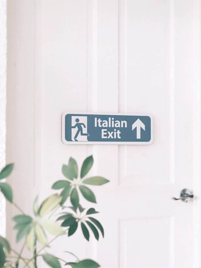 Italian Exit Sign Blue