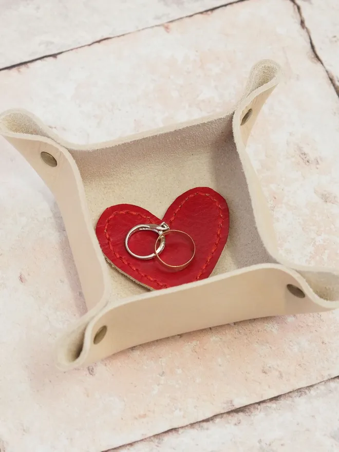 love heart leather tray