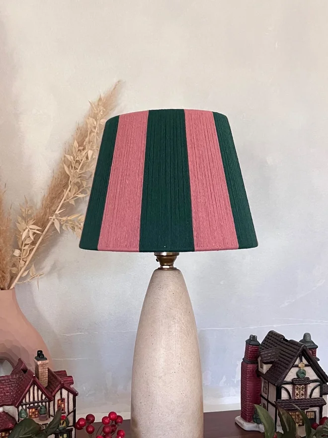 Fable The Forest Green and Pink Stripe String Lampshade