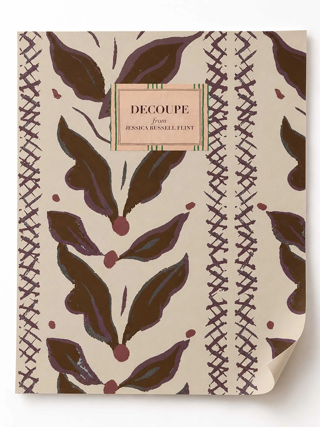 chocolate leaf stripe wallpaper
