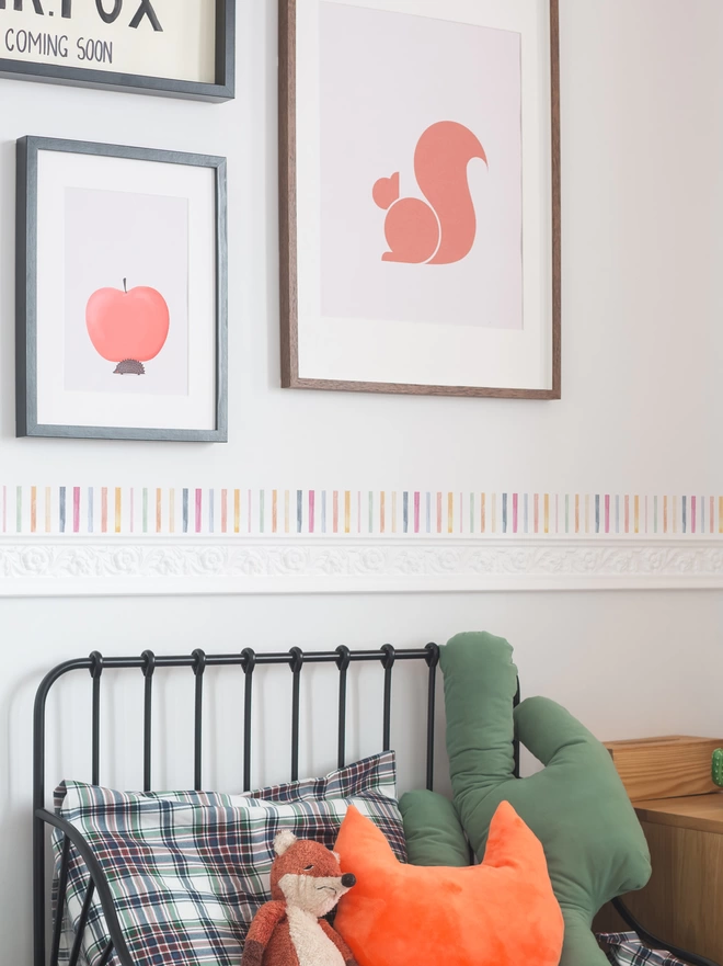 Candy Stripe Self Adhesive Border Sticker Decal above bed and dado rail