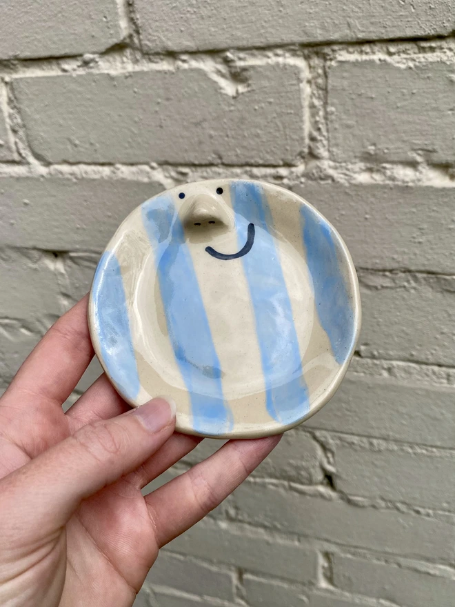 blue stripe trinket tray