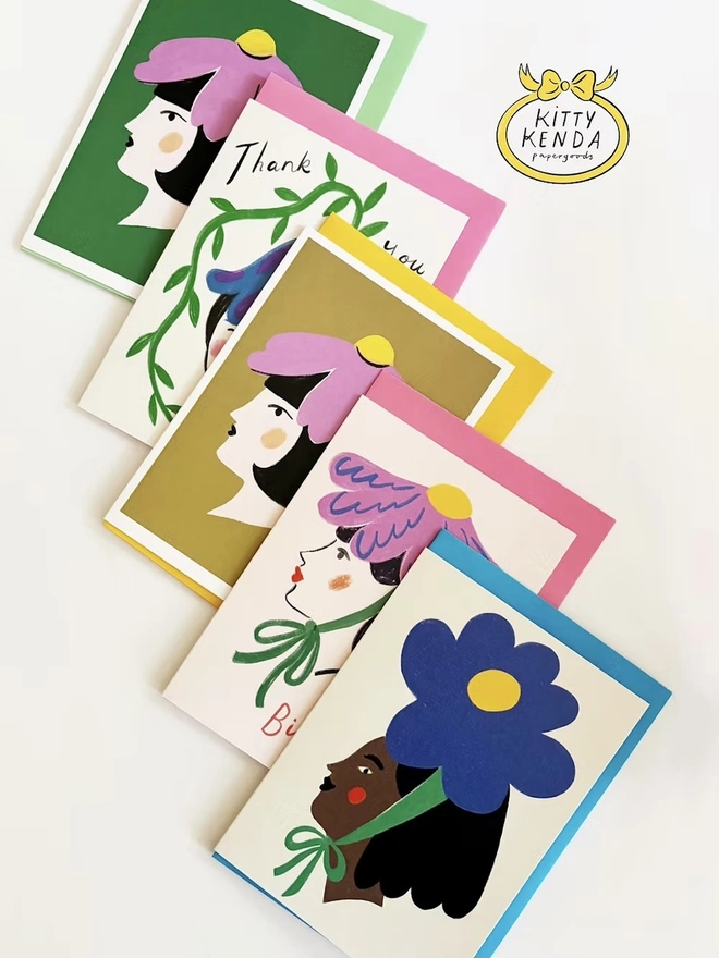 'Thank You' Flower Woman Greeting Card