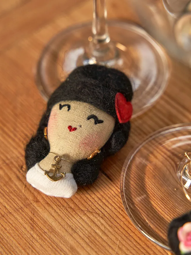 Amy winehouse wine glass charm