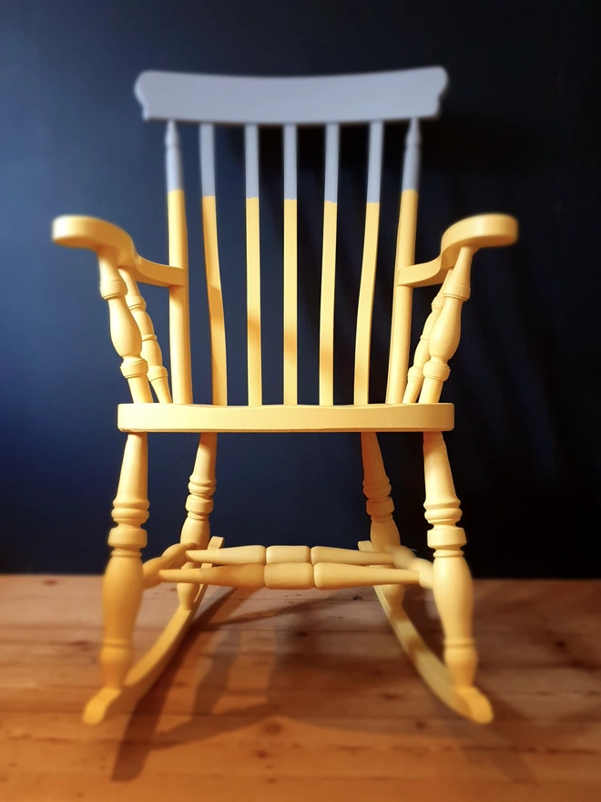  Painted Wooden Rocking Chair Yellow And Grey