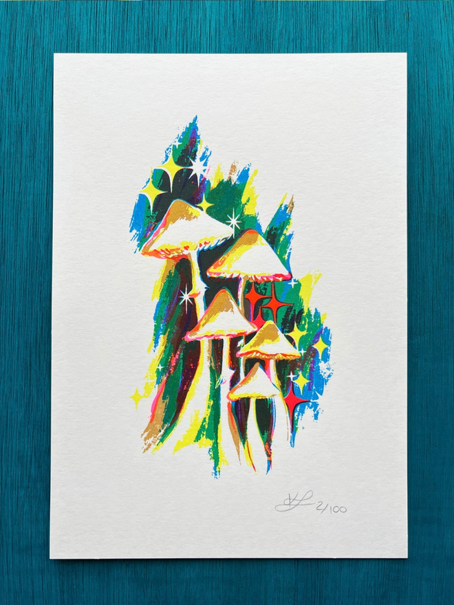 'Night Vision' Mushroom Screenprint