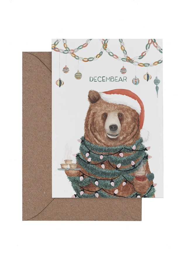 christmas brown bear card