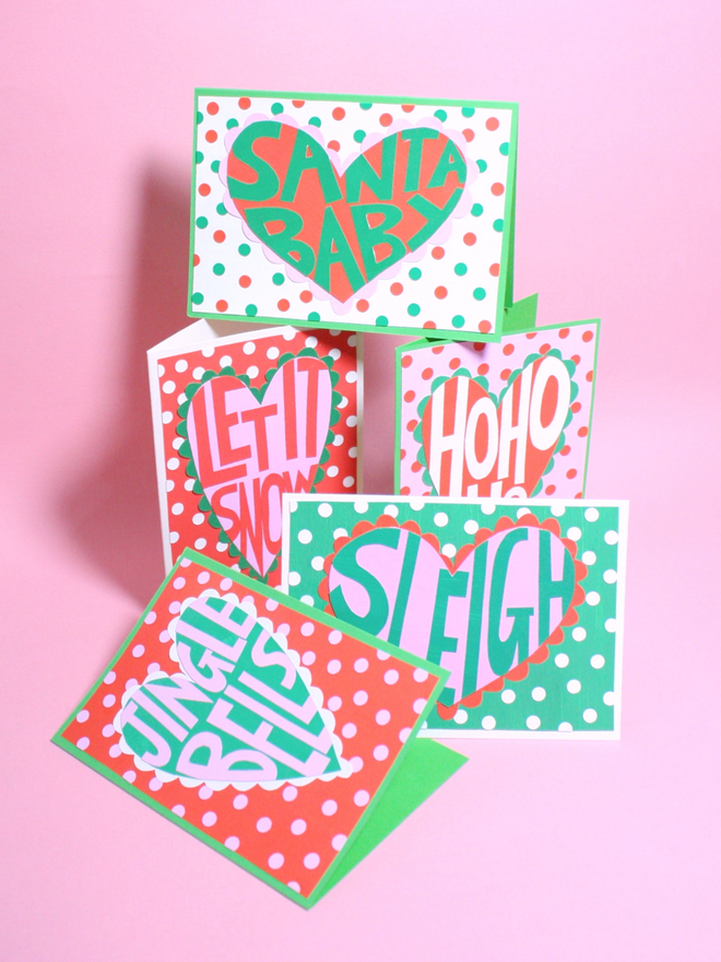 Collaged Christmas Card Set of all 5 