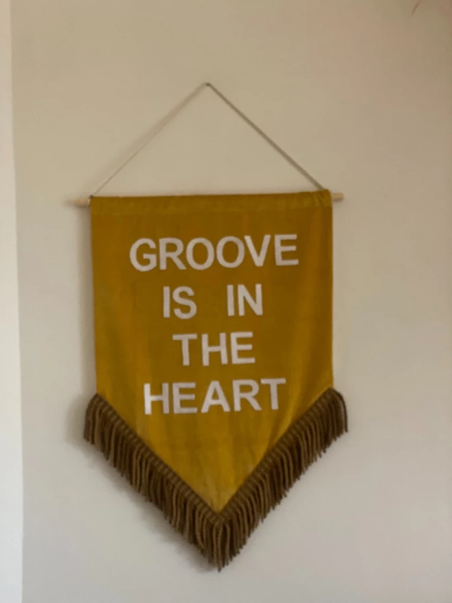 groove is in the heart velvet wall banner