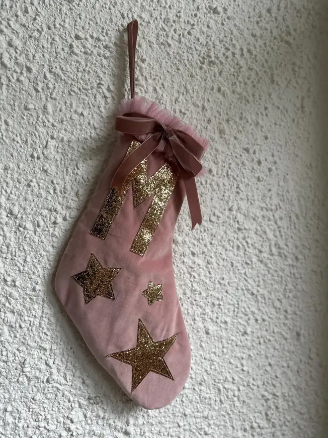 Pale Pink Personalised Velvet Christmas Stocking.webp