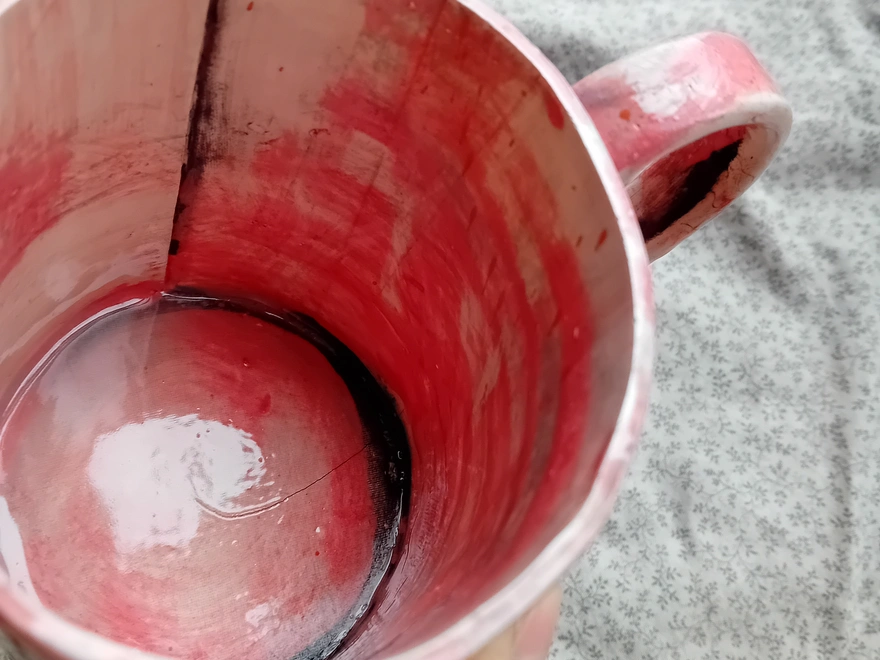 Personalised Stoneware Mug in pink with 'fuck' text