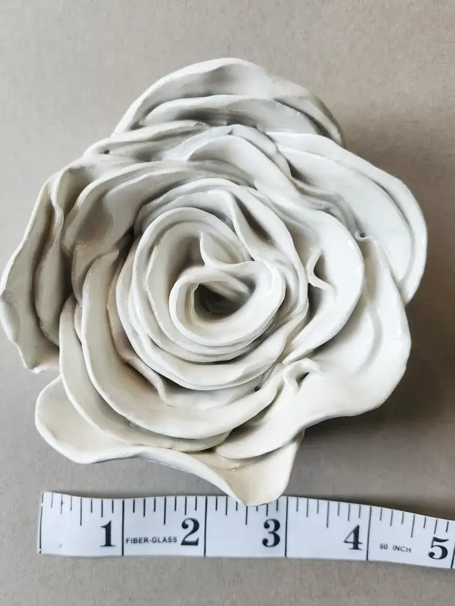 white ceramic rose flower for wall pottery art gift ideas anniversary wedding 